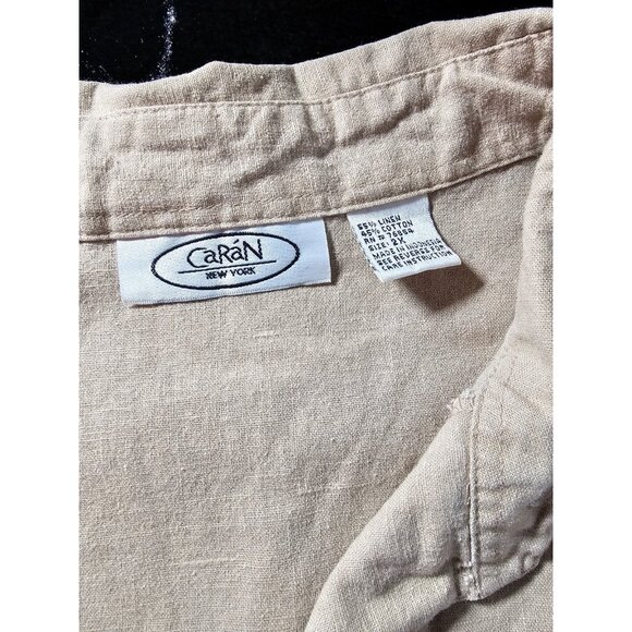 Caran New York Linen Knee Length Short Sleeve Dress - Khaki - SZ 2X - Picture 6 of 9